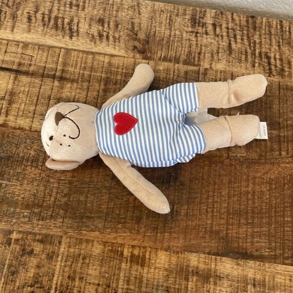Ikea Fabler Bjorn Baby Teddy Bear Plush Stuffed Animal Blue Striped Red Heart 9" - Picture 4 of 7